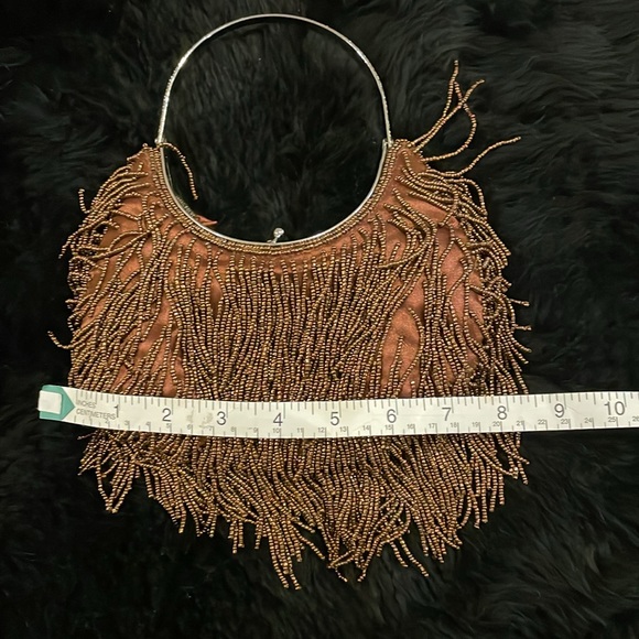 INS brand bronze beaded bag kiss lock closure metal handle - Picture 6 of 7